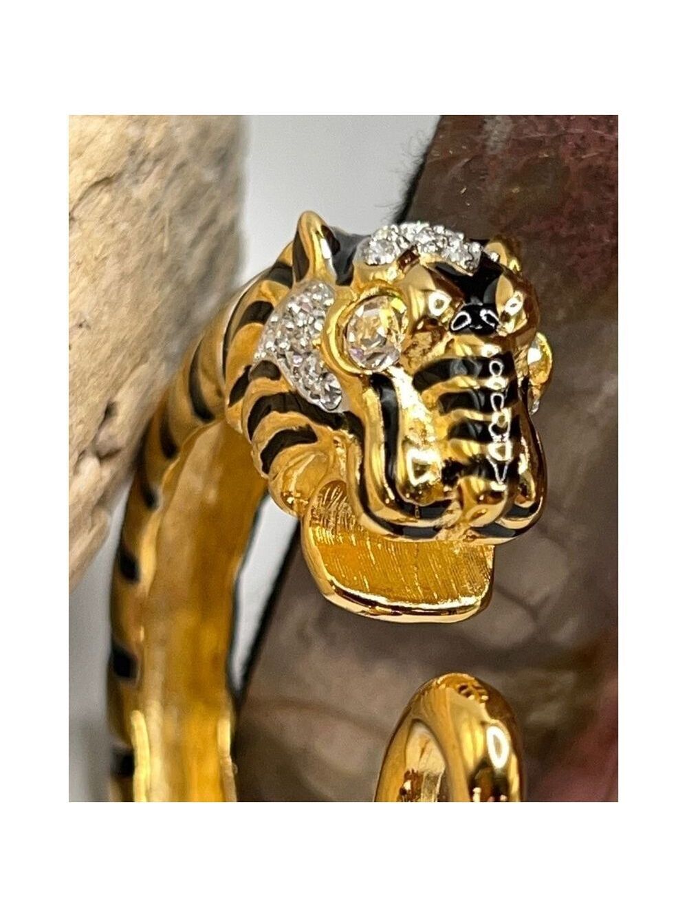 Black & Crystal Tiger Head Bracelet